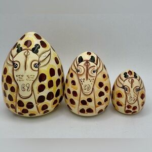 Giraffe Nesting Dolls - Cream and Brown